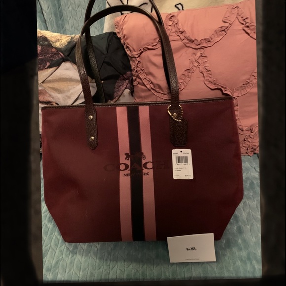 Coach Handbags - NWT Coach Varsity zippered Tote in Berry